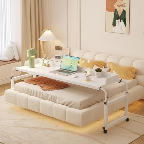 Tavolino Servitore Altezza Regolabile, Tavolino Servitore con Ruote, Tavolino Servitore con Ruote con Altezza Regolabile, White