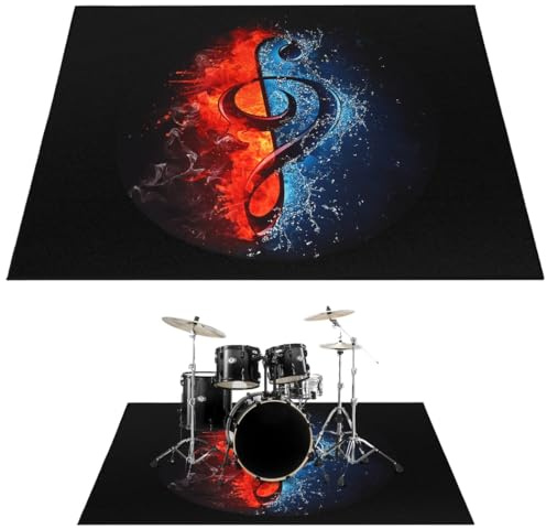 Skdqiee Drum Rug, Drum Mat, Electrical Drum Carpet Soundproof Rug Pads Drum Accessories for Electric Drums Jazz Drum Set, Gift for Drummers, 47 x 63