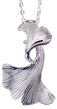 NicoWerk Halskette Damen Silber 925 – Silberkette Damen mit Ginkgo-Blatt Anhänger als Glücksbringer, Kette für Frauen - SKE235