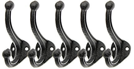 BigDean 5x Kleiderhaken 12cm Gusseisen Garderobenhaken Werkzeughalter Blumenhalter Haken Braun Antik Finish Look