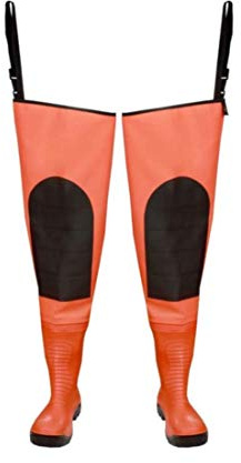 WatsStiefel S5 Pantalon de pêche avec bottes Orange/jaune Taille 40-48, Orange, 43 EU