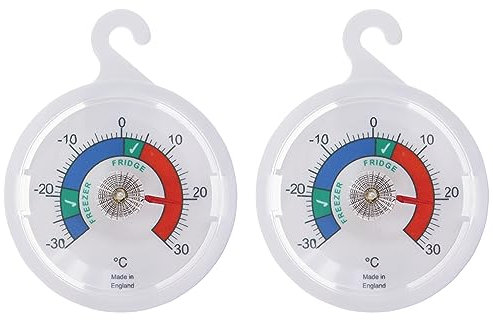 Twin Pack Fridge Thermometer Dial, 65 mm Dial Fridge Freezer Thermometer With Coloured Zones