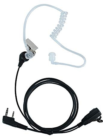 Klykon 2 Pin Covert Acoustic Tube Earpiece Headset with Ptt Mic for Baofeng Puxing Wouxun 2 Way Radio Walkie Talkie