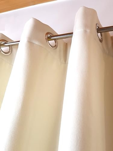 NOVUM fix Filzvorhang mit Ösen Softfilz Thermovorhang Kälteschutz Türvorhang Raumteiler Übergardine helles beige energiesparen 138x275cm(BxH)