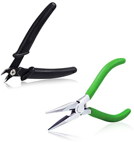 SPEEDWOX 2 Pcs Metalworking Pliers Set 3D Metal Model Kit Jewelry Making Pliers Long Nose Pliers Flush Cut Pliers Inner Spring for Metal 3D Model Making