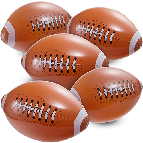 Bedwina 12-Pack 16 Inflatable Footballs for Football Party Decorations & Party Favors – Blow-Up Sports-Themed Beach Balls for Game Day & Birthday Supplies, Goodie Bag Stuffers