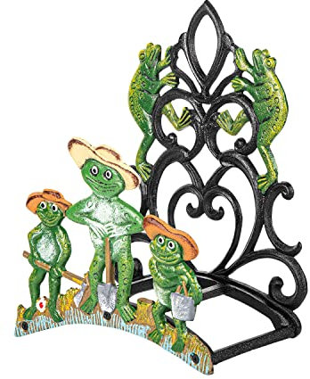 Sungmor Garden Hose Holder Wall Mounted, Large Capacity & Heavy Duty Cast Iron Water Hose Holder for Outside, Pretty & Lovely Hard-working Frogs Hose Reel, Watering Hose Metal Stand Sturdy Pipe Hanger