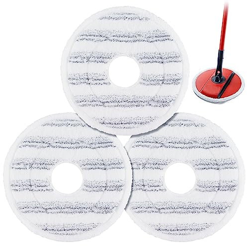 Sgizoku 3PCS Spin Mop Refill Compatible with Vile-das Spin and Clean Mop and Bucket - Thicked Scrubbing Microfiber Mop Pads Replacement for Almost Flat Spin Mops for All Floors