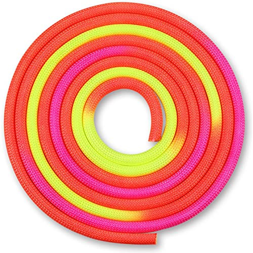 DRUNA Cuerda para Gimnasia Rítmica Ponderada 165g 3 m (Rojo- Amarillo- Rosa)