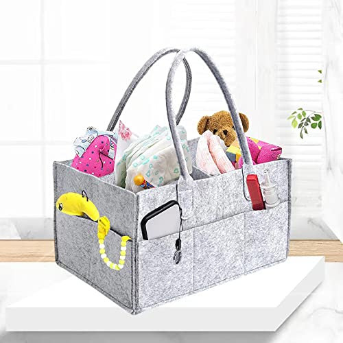 Goujfol Baby Windel Caddy Organizer, Wickeltasche Organizer, Tragbare Wickelorganiser Filz organizer mit Abnehmbarem Teiler für Auto, Schlafzimmer, Reisen und Wickeltisch