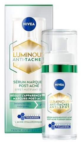 NIVEA Luminous 630 - Serum Visage Post-Acné - Réduit L'Apparence Des Marques - Effet Matifiant 12H - Teint Unifié - Thiamidol Breveté & Acide Hyaluronique - Peaux Grasses À Imperfections - 30 ml