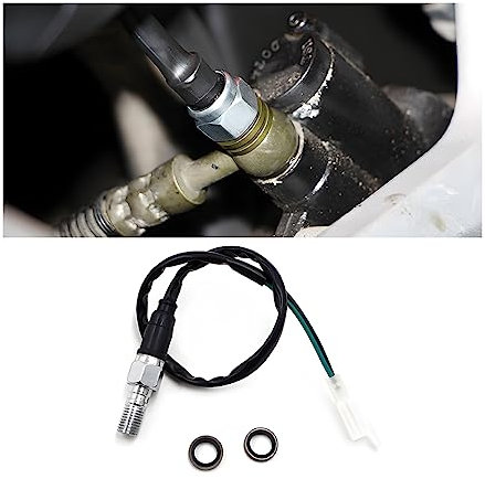 CGEAMDY Hydraulic Brake Switch, Hydraulic Brake Light Pressure Switch, Universal Motorcycle Rear Set Hydraulic Brake Light Switch with Washers, Universal Bolt for Motorbike Scooter Moped(Straight1.25）