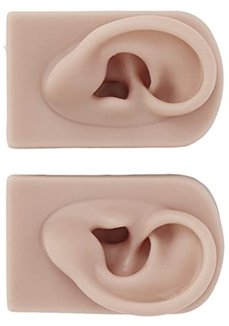 1 Paar Silikon-Ohrmodell, Flexibel, Weich, Wiederverwendbar, Künstliche Menschliche Haut, Silikon-Piercing-Modell (Dunkle Hautfarbe)