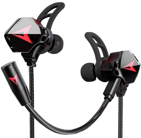 KASOTT Battle Buds Pro In-Ear Gaming Headset with Dual Microphone, Mute and Volume Control, Wired for Mobile Gaming, Switch, Xbox One, PS, PC (Black)