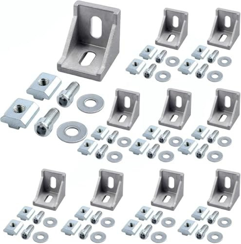 10 × Befestigungsmaterial Winkel Befestigung, M8 Aluprofil Winkel 30x30 Aluminium Winkelverbinder Aluprofil Eckwinkel Eckverbinder für Strebenprofil Nutprofil Montageprofil