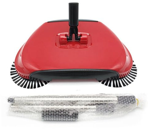 Grtheenumb Floor Sweeper, Carpet Sweeper 360° Rotation Manual Floor Sweeper with PET Broom Brush Robust Lightweight Hand Sweeper for Home Office Low Carpets Rugs Undercoat Carpets, Red, Sweeper Broom