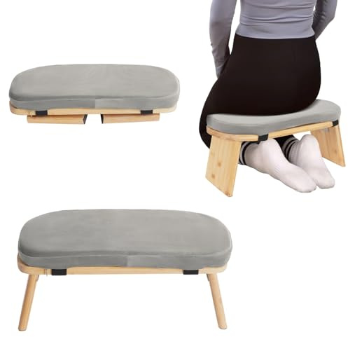 QUIOTUIR Taburete de Meditación Puta Baja Banco de Meditación Plegable con Terciopelo Cojín de Meditación Hecho de Bambú Sólido Asiento de Piso para como Taburete de Yoga, Banco de Oració