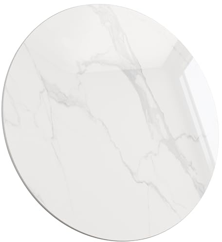 ZL ZELing 70cm Runde Tischplatte aus weißem gesintertem Stein - Ganzjährig, für drinnen und draußen, geeignet für ESS-, Kaffee- und Beistelltische