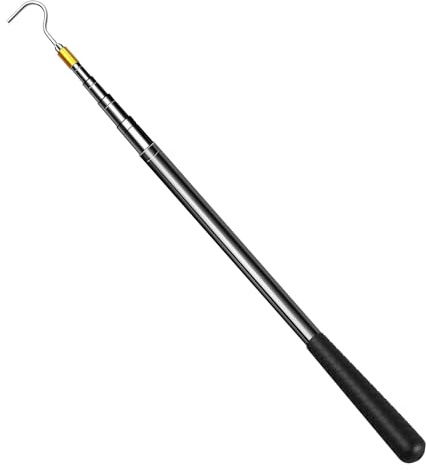 Tulov 42-150 cm, asta telescopica con gancio, asta telescopica con gancio per tenda da sole, asta per lucernario, asta apribile, in acciaio inox, gancio per rettili allungabile