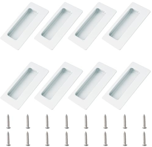 MOROBOR 8 manijas rectangulares empotradas ocultas, manijas de puerta corredera de diseño integrado con tornillos, tiradores de gabinete de acero inoxidable para tiradores de cajones de armario