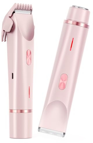 WIYETY Maquinilla de afeitar eléctrica para mujer, 2 en 1: afeitadora íntima de doble cabeza para mujer, recortadora de bikini, resistente al agua, en húmedo y en seco para cara, cuerpo, pierna