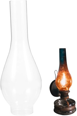 Oil Lamp Chimney 2 Inch Base by 9.7 Inch Tall Oil Lamp Globe Clear Glass Heat-Resistant Parts Repalcement Lantern for and Kerosene Style Lamps, Parts