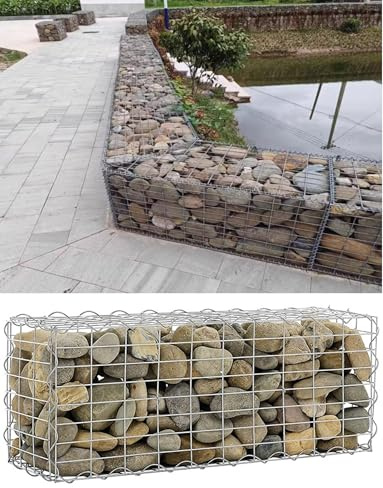 Cesta de gaviones | Jaula de gaviones for piedra | Jaula de malla for muros de piedra galvanizada | Muro de contención de gaviones for jardín, patio y jardín(10x10cm,30x50x100cm)