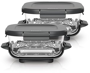 Ninja CRISPi 2 contenedores de alimentos TempWare de 1,4 l con tapa Snap-Lock para, aptos para freidora de aire, resistentes al choque térmico, prepara, cocina y guarda, tapa sin BPA XSKLIDPLT2EUUK