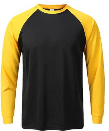 Zanisouta Camiseta de manga larga para hombre, camiseta de béisbol, ligera, camiseta básica, manga raglán, camiseta de ocio, camiseta de cuello redondo, camiseta informal raglán oversized patchwork