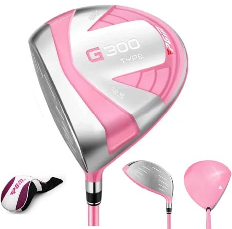 Mazza da golf in legno # 1 per mancini, da donna, con manico in grafite, 12,5 gradi, per fairway, sport femminili con copertura per la testa (sinistra, legno #1)