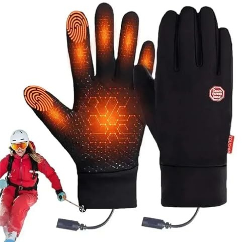 USB Electric Heated Gloves, Winter Warm Heated Gloves for Men Women, Rechargeable Hand Warmers Gloves, Non-Slip Touchscreen Heating Gloves, for Skiing Hiking Travelling Cycling Xmas Gift (L)