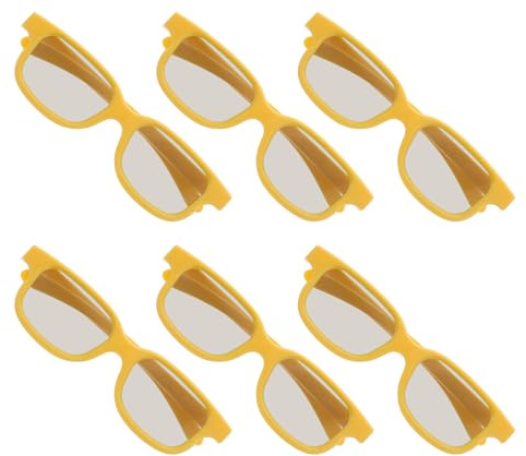 Mikikit Lot De 6 Lunettes 3D Garçon Et Filles Stéréoscopiques en Plastique Jaune, Légères Et Confortables, pour Cinéma Maison, Jeux Vidéo Et Visionnage sur Écran D’Ordinateur