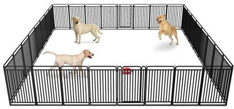 New Thickened Version Dog Playpen, 43 Inch Dog Fences for The Yard, Portable Outdoor Dog Playpen for Large/Medium/Small Dogs, Foldable Metal Dog playpen, with Doors (32 Panels, 43 Inch)