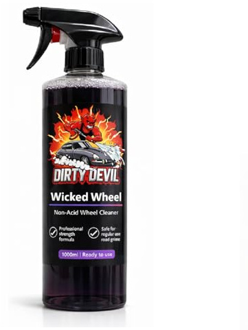 DIRTY DEVIL Wicked Wheel Cleaner - Powerful Brake Dust Remover – Safe for Factory Finished Rims – Advanced Formula for Regular Maintenance & Detailing (1L)