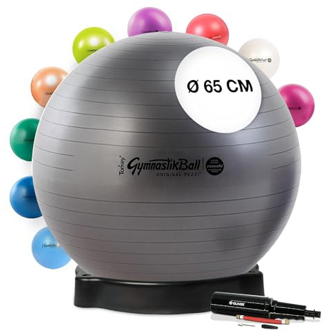 Original Pezziball MAXAFE 65 cm anthrazit m. Ballschale & Pumpe Gymnastikball