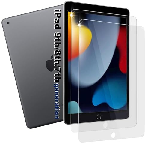 manlian 2-Pack Screen Protector for iPad 9th/8th/7th Generation, [Tempered Glass] [Ultra Clear] [Anti Scratch] [Bubble-Free] [[9H Hardness] for Apple iPad 10.2 (2021/2020/2019) Screen Protector Film.
