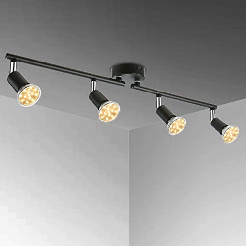 Tomshine LED Ceiling Light Rotatable,Modern 4 Way Adjustable Ceiling Spotlights, Fitting for Kitchen Living Room Bedroom Including 4 x 4W GU10 Led Bulbs