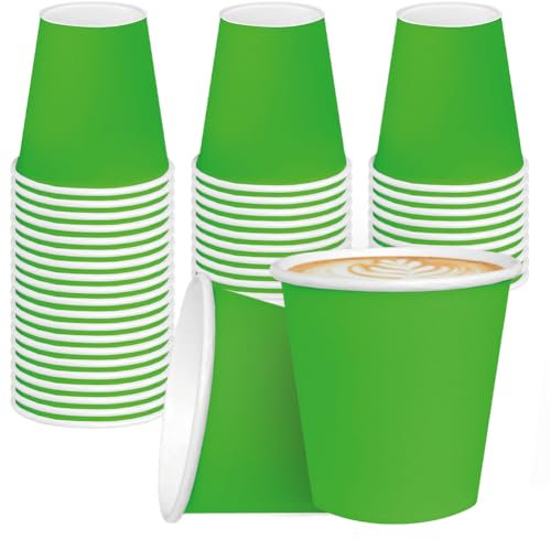 50 Vasos de Papel Verdes 210 ml || Vasos Ecológicos Desechables para Bebidas Frías y Calientes || Perfectos para Fiestas, Eventos y Uso Doméstico
