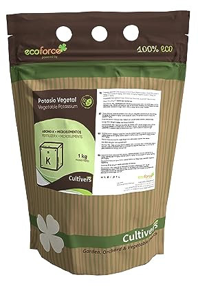 CULTIVERS Abono Potasio Vegetal para plantas obtenido de Algas 5 kg. Fertilizante Vegano para el Engorde de los Frutos. Mejora la calidad de los frutos en los cultivos