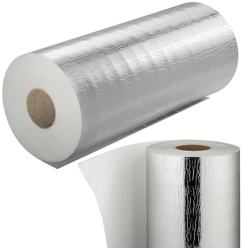 Självhäftande radiator reflektionsfilm 10 m x 0,48 m x 3 mm | väggisolering reflektionsplatta reflektionsfolie isoleringsmattor termomatt aluminiumfolie uppvärmning isolering isolering isoleringsfilm
