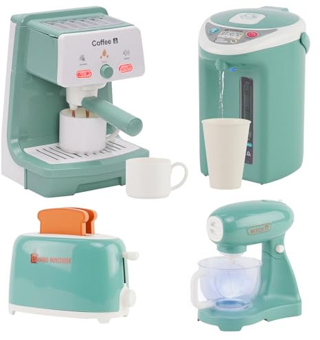 Küchengeräte Spielzeug Set,Spielküche Zubehör, Kinderküche Geschirr, Kinder Kaffeemaschine Wasserspender Mixer Toaster mit Geräusch und Licht, Küche Rollenspiel Set für Mädchen Jungen ab 3 Jahren