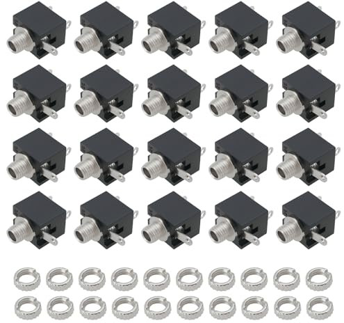 The Lord of the Tools Mini-Klinkenbuchse, 3 Anschlüsse, 2,5 mm Gleichstrom, Mono-Buchse, Audio-Mono-Kopfhörerbuchse, Buchse für MP3-, MP4-Player, CD-Player, 20 Stück