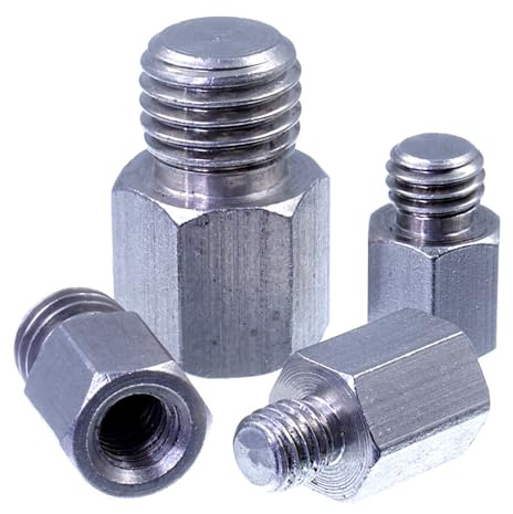 SECCARO - Set di 5 riduttori M6 a M8 in acciaio inox V2A VA A2 - Modello esagonale - Filettatura interna ed esterna