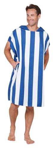 Dock & Bay Adult Beach Poncho - Hooded Towel with Deep Pockets - for Beach & Pool - Super Absorbent, Quick Dry - Cabana - Whitsunday Blue, Medium (90x70cm, 35x28)