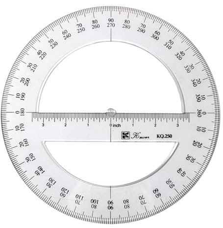 Regla transportador redondo de 25 cm de plástico herramienta de medición de matemáticas de ángulo medio completo para la escuela