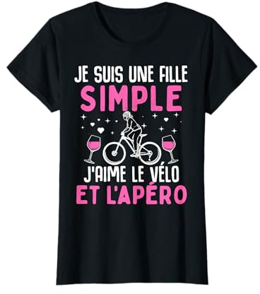 Fille simple j' aime vélo apéro drôle velo femme bicyclette T-Shirt