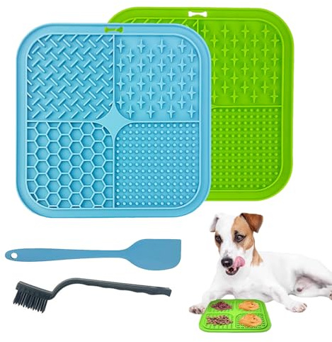 pclapora 2 Pièces Tapis de Léchage Chien, 20 x 20cm Tapis à Lécher pour Chiens et Chats, Lick Mat de Lèche Chien avec Ventouses pour Soulager L'Anxiété de L'Animal, Bain, Entraînement, Toilettage