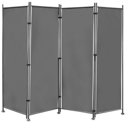Monucep Paravent Raumteiler 4 Teilig klappbar, Freistehend Trennwand, Umkleide Sichtschutz Wand Raumtrenner, Stellwand für innen Outdoor Garten Büros Terrasse, Dunkelgrau