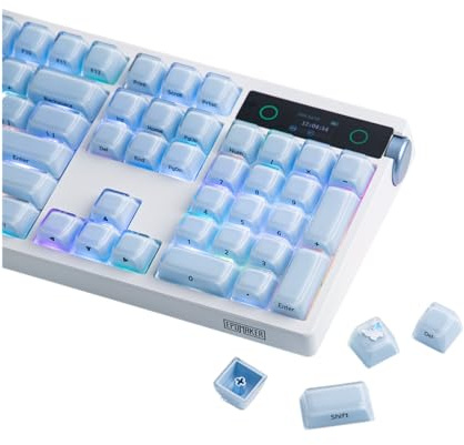 EPOMAKER Lusterfly Jelly Keycaps Set - 123 Keys Double-Shot Laser Engraved, MDA Profile, ABS+PC, Non-Shine-Through, MX-Compatible for 61/68/84/87/98/100/104-Key Mechanical Keyboard (Blue)