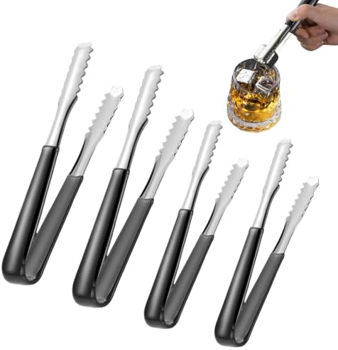 Juego de 4 accesorios de acero inoxidable para barra de caramelos, pinzas para azúcar, pinzas para hielo, pinzas para servir con mango de goma antideslizante para bodas, cumpleaños, fiestas, bufés